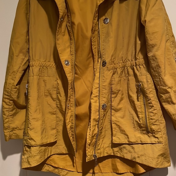 Mustard Colored Cinched Waist Rain Coat - Picture 3 of 11